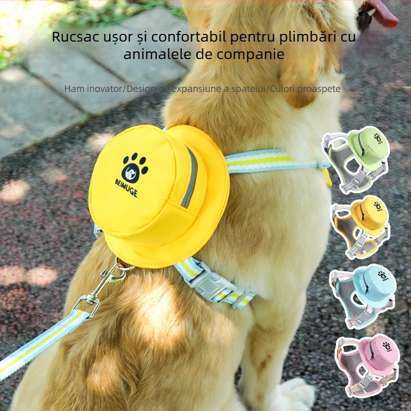 Nou animal de companie câine auto-rucsac dopamină lesă Teddy mici și mijlocii câini și pisici vestă stil ham en-gros