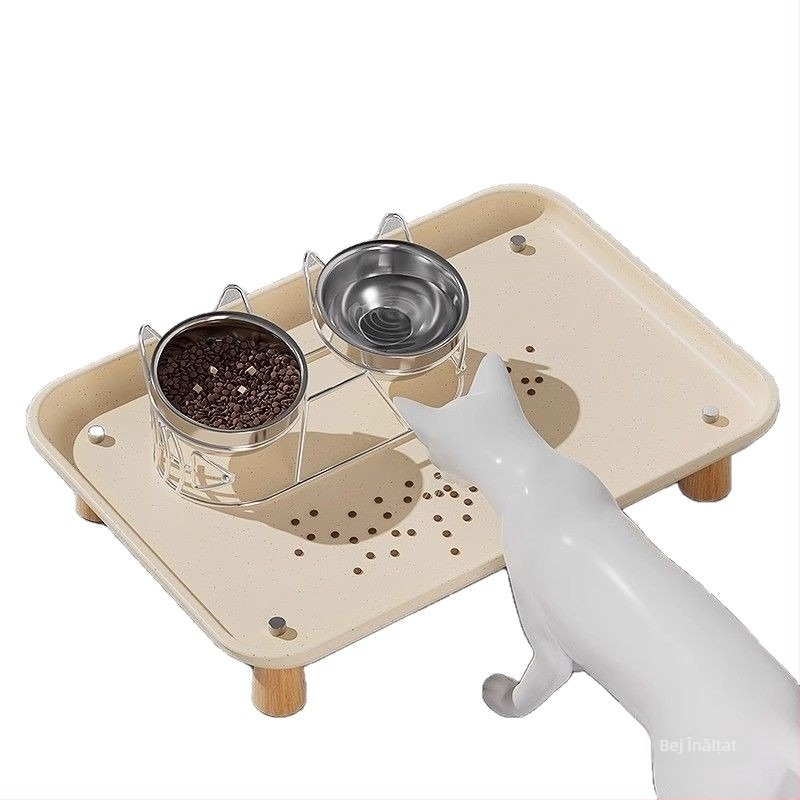 Protecție gât placă ridicată pisică hrănitor automat pentru animale de companie etanșă câine cu diametru mare placă pisică bol hrană suport Placemat