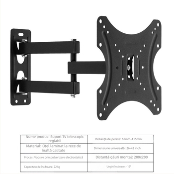 Suport TV LCD telescopic rotativ de 360° de 14-55 inch, suport universal pentru monitor, suport TV funcțional transfrontalier