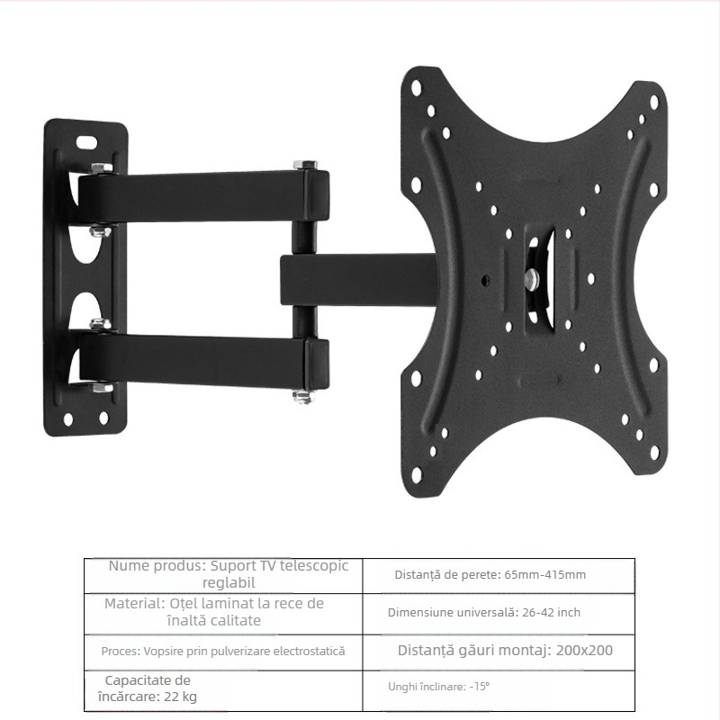 Suport TV LCD telescopic rotativ de 360° de 14-55 inch, suport universal pentru monitor, suport TV funcțional transfrontalier