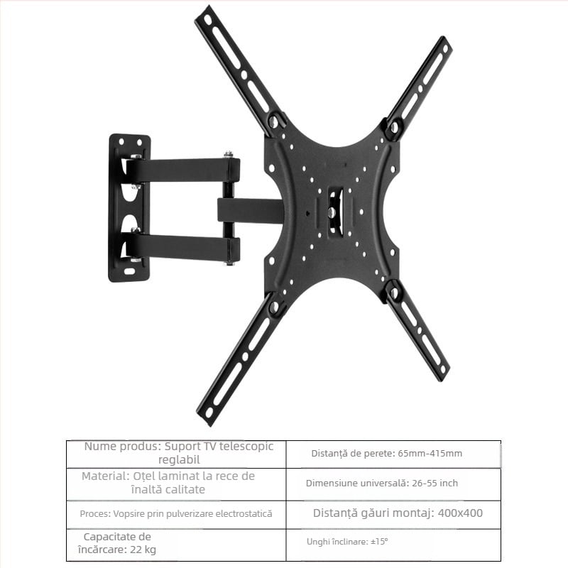 Suport TV LCD telescopic rotativ de 360° de 14-55 inch, suport universal pentru monitor, suport TV funcțional transfrontalier