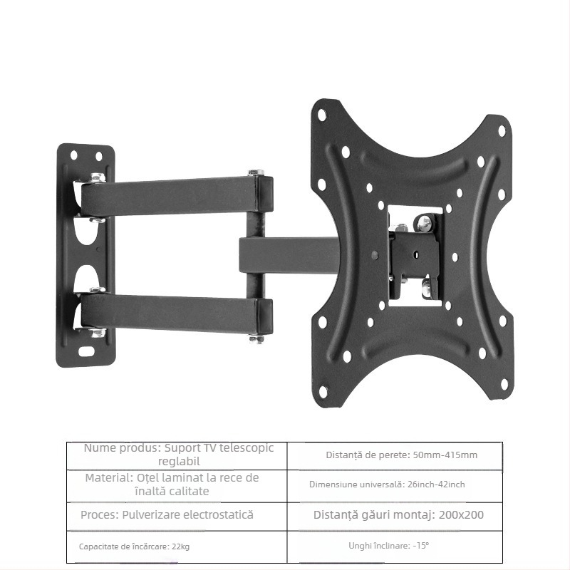 Suport TV LCD telescopic rotativ de 360° de 14-55 inch, suport universal pentru monitor, suport TV funcțional transfrontalier