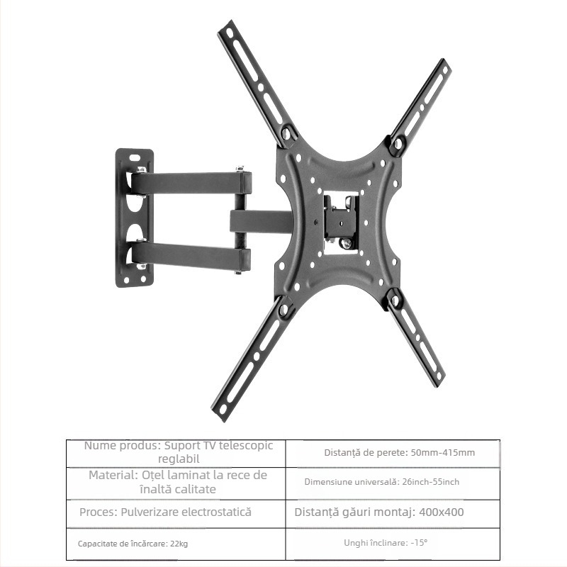 Suport TV LCD telescopic rotativ de 360° de 14-55 inch, suport universal pentru monitor, suport TV funcțional transfrontalier