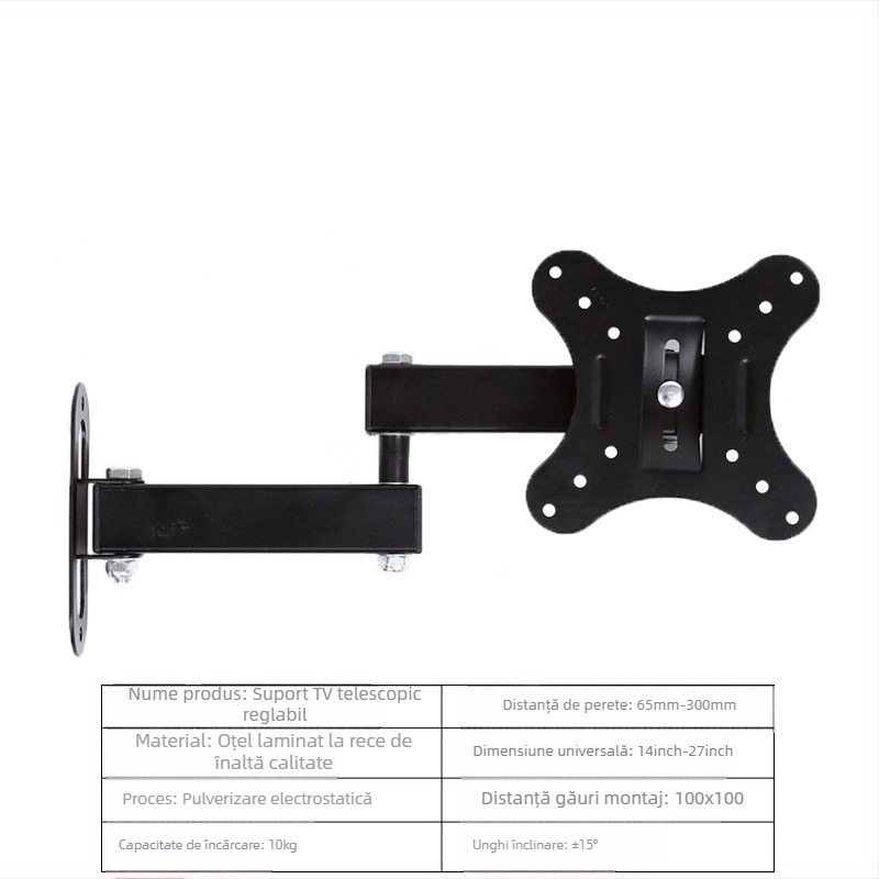 Suport TV LCD telescopic rotativ de 360° de 14-55 inch, suport universal pentru monitor, suport TV funcțional transfrontalier