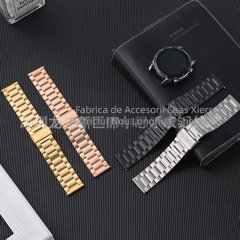 Pentru Huawei GT3, curea de ceas din oțel inoxidabil cu cataramă dintr-o singură bucată, cu trei mărgele, en-gros