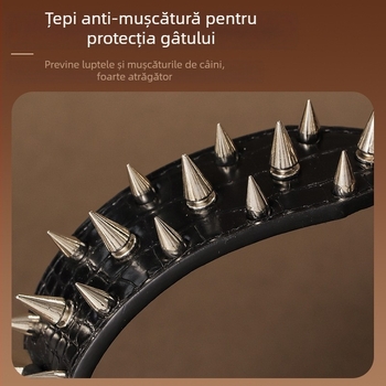 Zgardă pentru animale de companie cu nit, model crocodil, dinți de lup, lărgiți, curbați, puternici, anti-mușcături, cu ridicata