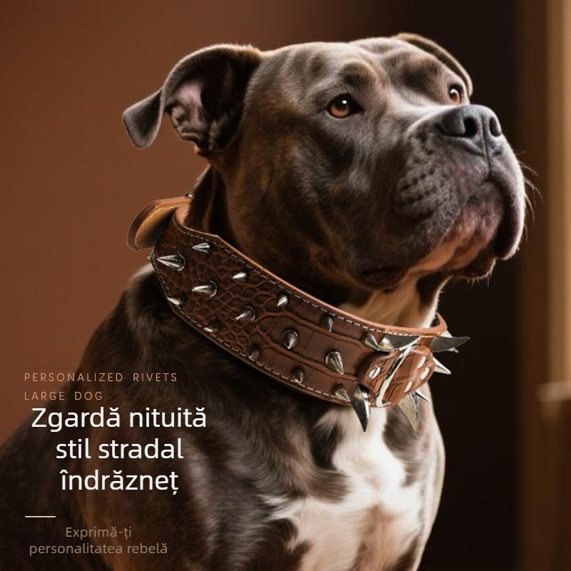 Zgardă pentru animale de companie cu nit, model crocodil, dinți de lup, lărgiți, curbați, puternici, anti-mușcături, cu ridicata