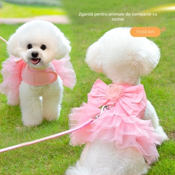 Curea de piept transfrontalieră pentru cățeluș, frânghie de tracțiune, stil vestă, anti-rupere cu arc, pentru câini de talie mică și mijlocie, Bixu Teddy, lanț pentru câini de mers pe jos