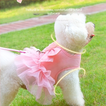 Curea de piept transfrontalieră pentru cățeluș, frânghie de tracțiune, stil vestă, anti-rupere cu arc, pentru câini de talie mică și mijlocie, Bixu Teddy, lanț pentru câini de mers pe jos