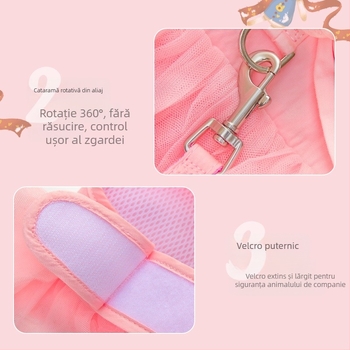 Curea de piept transfrontalieră pentru cățeluș, frânghie de tracțiune, stil vestă, anti-rupere cu arc, pentru câini de talie mică și mijlocie, Bixu Teddy, lanț pentru câini de mers pe jos