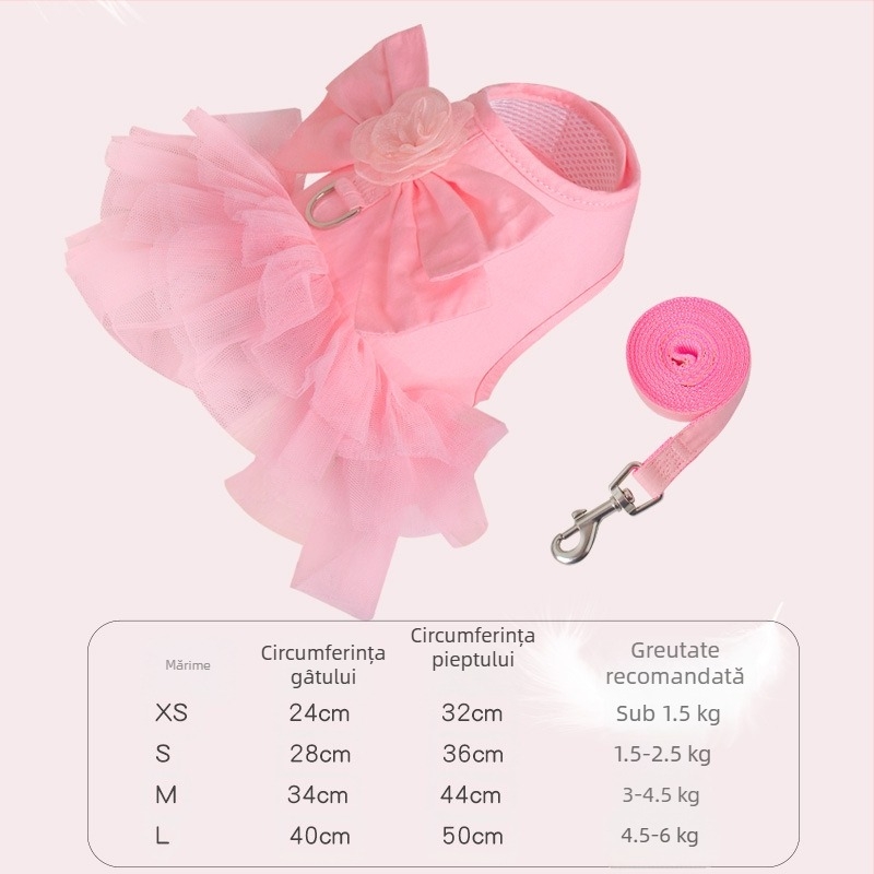 Curea de piept transfrontalieră pentru cățeluș, frânghie de tracțiune, stil vestă, anti-rupere cu arc, pentru câini de talie mică și mijlocie, Bixu Teddy, lanț pentru câini de mers pe jos