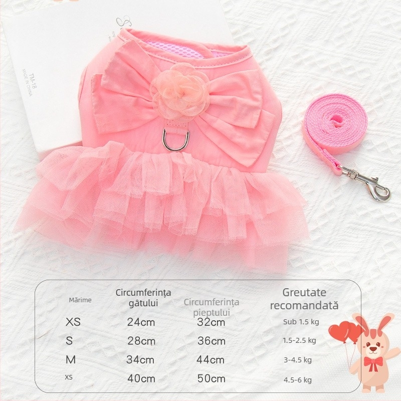 Curea de piept transfrontalieră pentru cățeluș, frânghie de tracțiune, stil vestă, anti-rupere cu arc, pentru câini de talie mică și mijlocie, Bixu Teddy, lanț pentru câini de mers pe jos