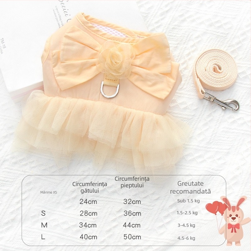 Curea de piept transfrontalieră pentru cățeluș, frânghie de tracțiune, stil vestă, anti-rupere cu arc, pentru câini de talie mică și mijlocie, Bixu Teddy, lanț pentru câini de mers pe jos