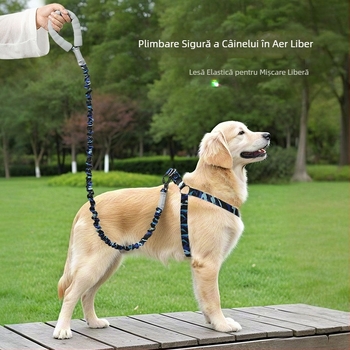 Ham pentru animale de companie transfrontalier nou, elastic, rezistent la explozii, frânghie de tracțiune pentru câini de dimensiuni mici și mijlocii, stil vestă, set de frânghii de mers pe jos pentru câini