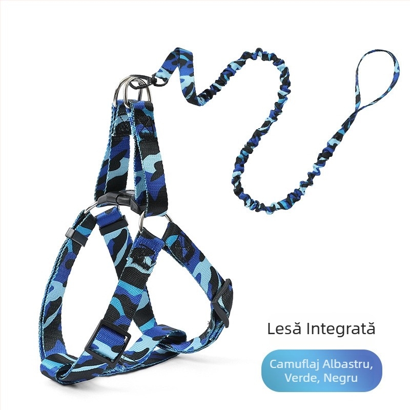 Ham pentru animale de companie transfrontalier nou, elastic, rezistent la explozii, frânghie de tracțiune pentru câini de dimensiuni mici și mijlocii, stil vestă, set de frânghii de mers pe jos pentru câini