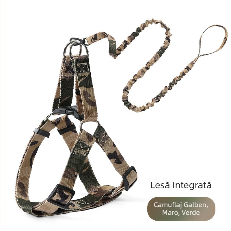 Ham pentru animale de companie transfrontalier nou, elastic, rezistent la explozii, frânghie de tracțiune pentru câini de dimensiuni mici și mijlocii, stil vestă, set de frânghii de mers pe jos pentru câini