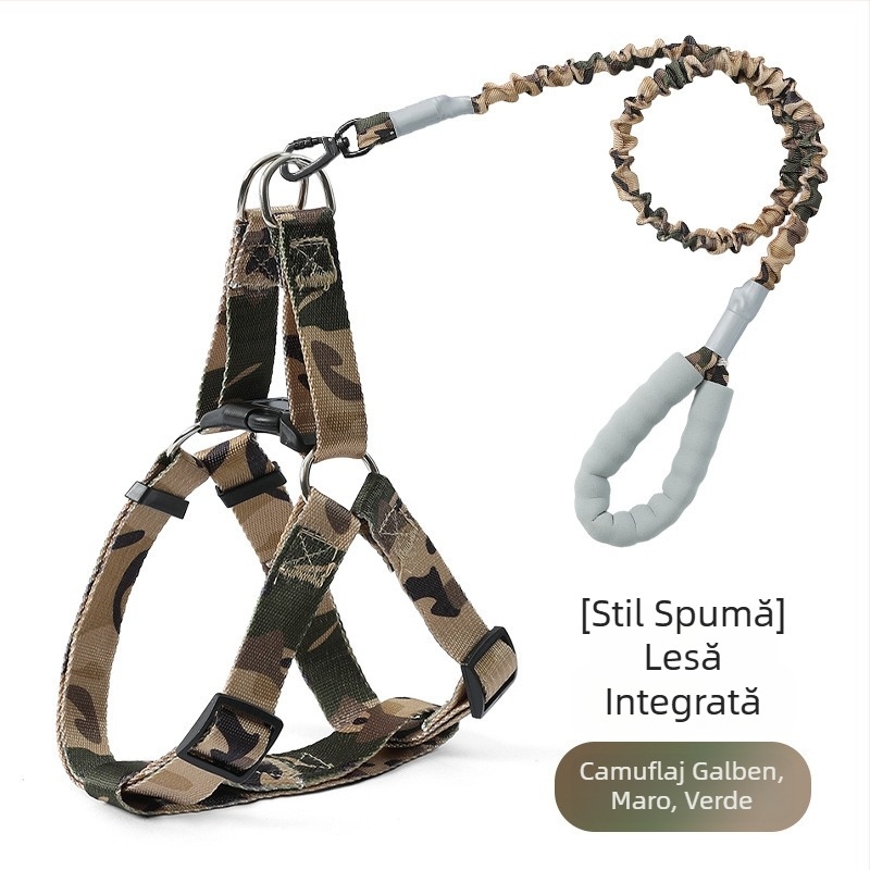 Ham pentru animale de companie transfrontalier nou, elastic, rezistent la explozii, frânghie de tracțiune pentru câini de dimensiuni mici și mijlocii, stil vestă, set de frânghii de mers pe jos pentru câini