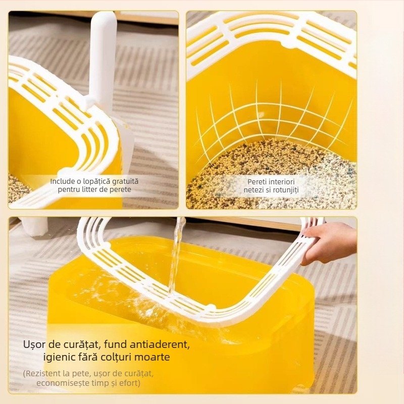 Litiera pentru pisici, extra mare, semi-închisă, îngroșată, toaletă, anti-exterior, anti-nisip, extra mică, deschisă, provizii pentru pisici, pisoi