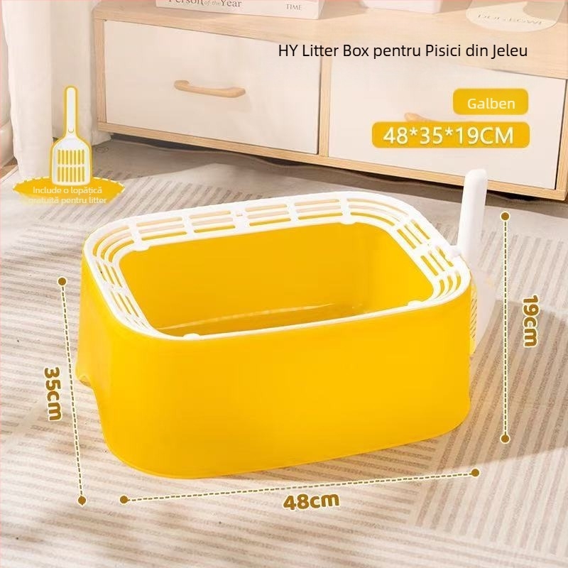 Litiera pentru pisici, extra mare, semi-închisă, îngroșată, toaletă, anti-exterior, anti-nisip, extra mică, deschisă, provizii pentru pisici, pisoi