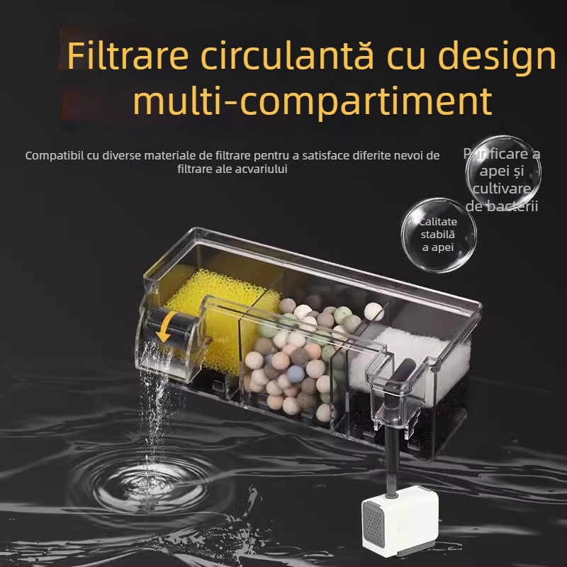 Filtru de acvariu montat pe perete Songbao, cutie de filtrare pentru acvariu cu broaște țestoase, filtru de oxigenare trei în unu, cutie de scurgere montată pe perete, en-gros