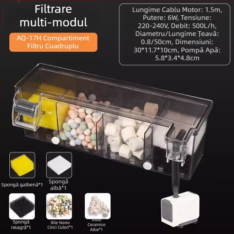 Filtru de acvariu montat pe perete Songbao, cutie de filtrare pentru acvariu cu broaște țestoase, filtru de oxigenare trei în unu, cutie de scurgere montată pe perete, en-gros