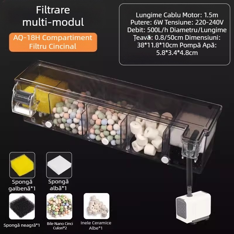 Filtru de acvariu montat pe perete Songbao, cutie de filtrare pentru acvariu cu broaște țestoase, filtru de oxigenare trei în unu, cutie de scurgere montată pe perete, en-gros