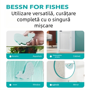 Ștergere acvariu urme de apă și curățare solzi specială a sticlei acvariului de uz casnic, fără artefacte de curățare în unghi mort, fără vătămări producătorilor de acvarii