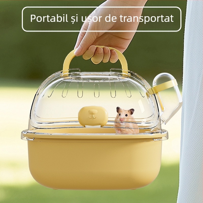 Cușcă de hamster portabilă cu spațiu mare, ursuleț auriu Polly Bear, șoarece, cușcă exterioară, geantă de călătorie transparentă de ieșire