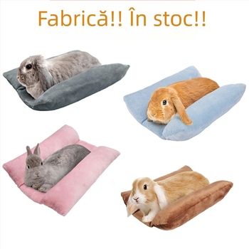 Pat moale pentru iepuri, pat concav pentru animale mici, pat cald pentru iepuri, pernă de pluș, pernă de dormit din bumbac, pernă pentru animale de companie, cușcă, pernă de dormit