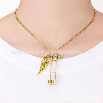 Colier de cenușă cu clepsidră, vânzare fierbinte AliExpress, sticlă de parfum deschisă, colier comemorativ cu cenușă de pisici și câini, cu piatră de naștere