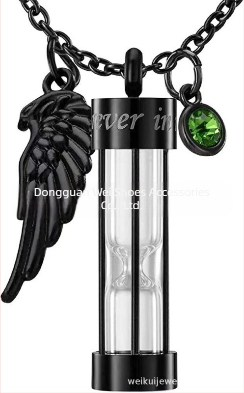 Colier de cenușă cu clepsidră, vânzare fierbinte AliExpress, sticlă de parfum deschisă, colier comemorativ cu cenușă de pisici și câini, cu piatră de naștere