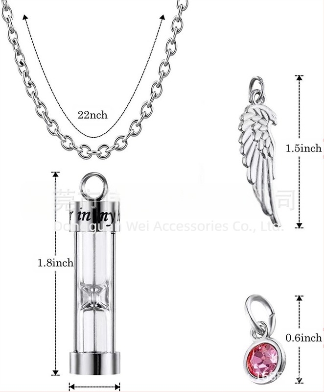 Colier de cenușă cu clepsidră, vânzare fierbinte AliExpress, sticlă de parfum deschisă, colier comemorativ cu cenușă de pisici și câini, cu piatră de naștere