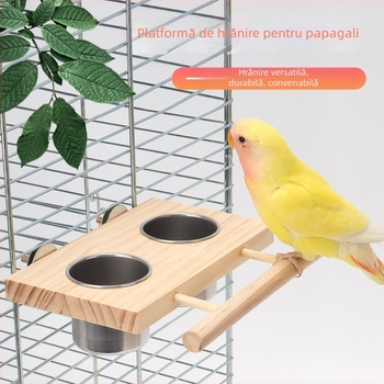 Piele de tigru bujor xuanfeng papagal mată cutie de hrană pentru păsări din lemn masiv hrănitor pentru păsări graur cupă jgheab bol stație din lemn masiv