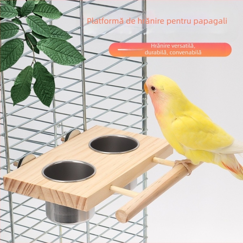 Piele de tigru bujor xuanfeng papagal mată cutie de hrană pentru păsări din lemn masiv hrănitor pentru păsări graur cupă jgheab bol stație din lemn masiv