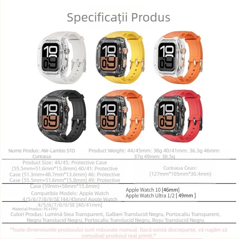 S9/S11 este compatibil cu Apple Watch 4-11, curea integrată transparentă Rambo modificată cu încărcare prin agent Apple Watch