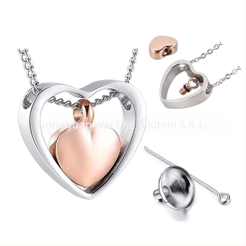 Bijuterii transfrontaliere pentru rude, colier cu pandantiv pentru cenușă, în formă de inimă goală, cel mai bine vândut colier cu urnă de bijuterii creative