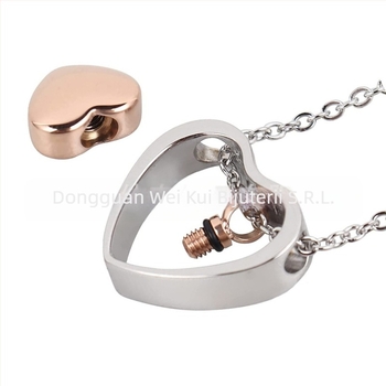 Bijuterii transfrontaliere pentru rude, colier cu pandantiv pentru cenușă, în formă de inimă goală, cel mai bine vândut colier cu urnă de bijuterii creative