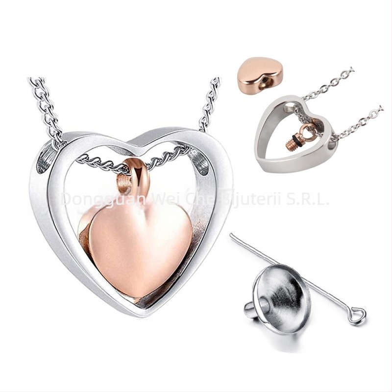 Bijuterii transfrontaliere pentru rude, colier cu pandantiv pentru cenușă, în formă de inimă goală, cel mai bine vândut colier cu urnă de bijuterii creative