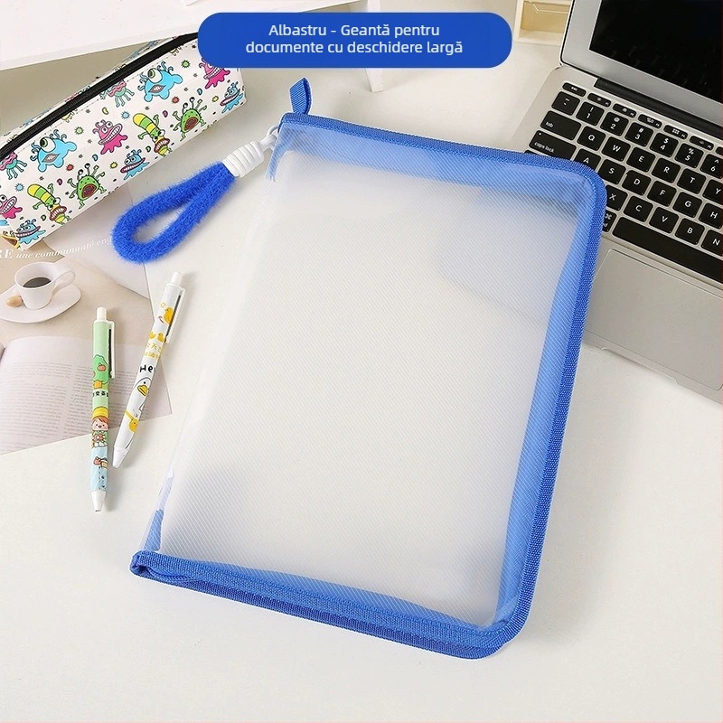 INS Student A4 Dosar Geantă cu Fermoar Capacitate Mare Transparentă Hârtie de Test Manual Sortare Portabilă Depozitare Geantă