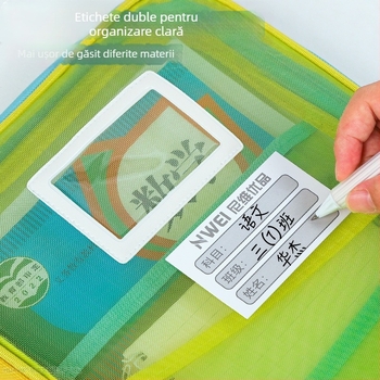 Geantă de dosar Huajie A4, geantă transparentă cu deschidere mare, geantă tutorială pentru studenți, geantă de transport pentru cărți, geantă de clasificare a subiectelor