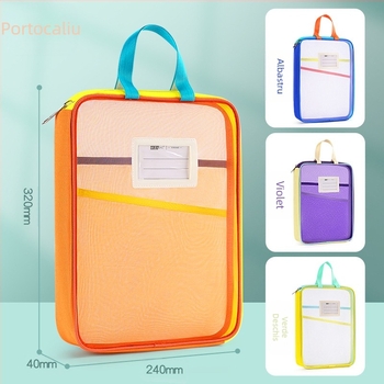 Tang Qianyi A4 Dosar Geantă în formă de L Transparentă Geantă pentru documente Deschidere mare Tutorial Portabil Student Book Subject Clasificare Geantă