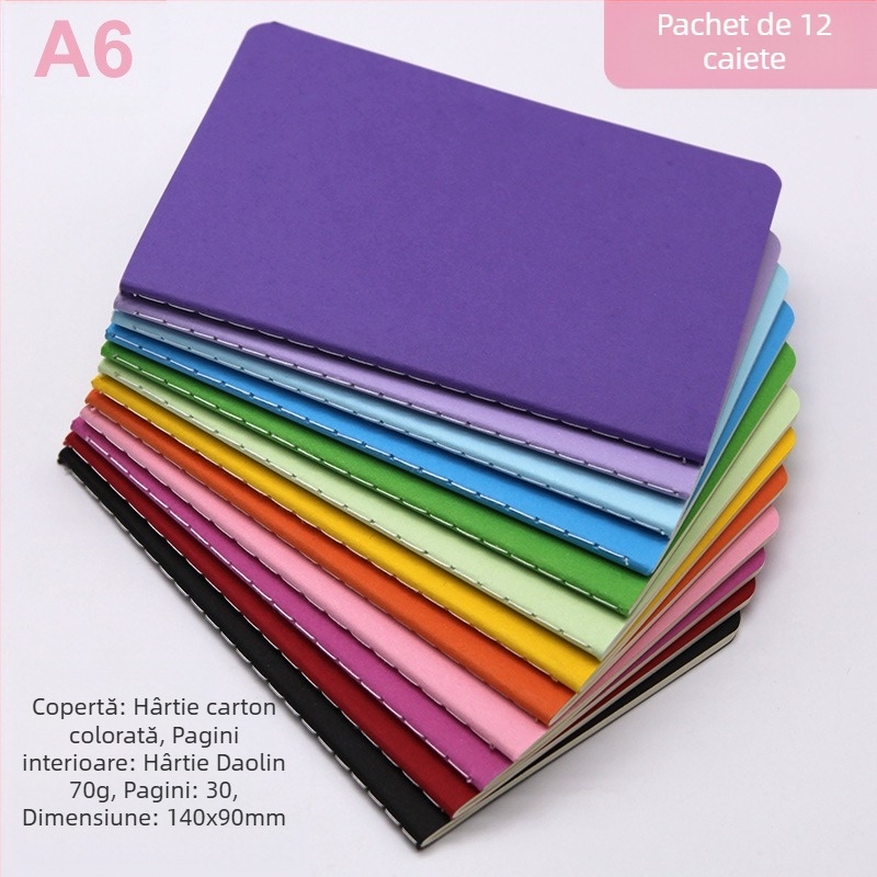 Caiet color A6, blocnotes portabil simplu, cusătură curcubeu, această linie de buzunar pentru mașină, acest set în stoc, en-gros, en-gros