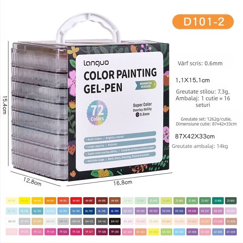 Set de stilouri Blue Fruit Handbook, 168 de culori, capacitate mare, stilou de evidențiere, stilou neutru, stilou de culoare cheie