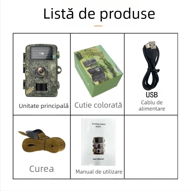 Cameră de vânătoare pentru pădure de livadă, viziune nocturnă în aer liber, de înaltă definiție, impermeabilă, pentru monitorizarea animalelor, cameră de vânătoare