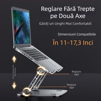 Suport pentru laptop din oțel carbon, suport cu braț dublu, pliabil, pentru notebook-uri de gaming