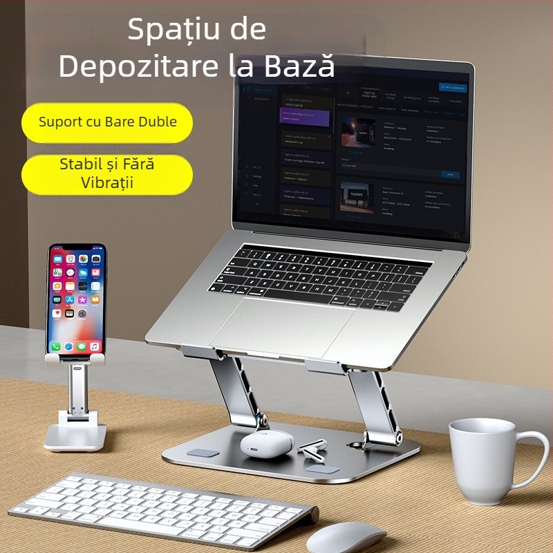 Suport pentru laptop din oțel carbon, suport cu braț dublu, pliabil, pentru notebook-uri de gaming