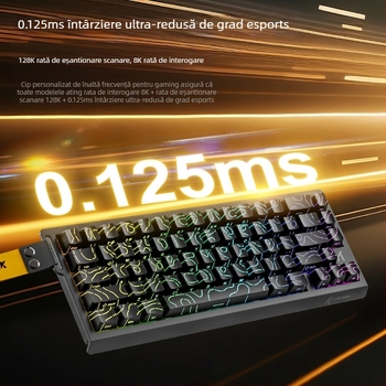 Tastatură mecanică Attack Shark X68HE cu ax magnetic, contur lateral sculptat, cu fir, RGB electric, competiție RT, gamă de taste reglabilă, delay redus