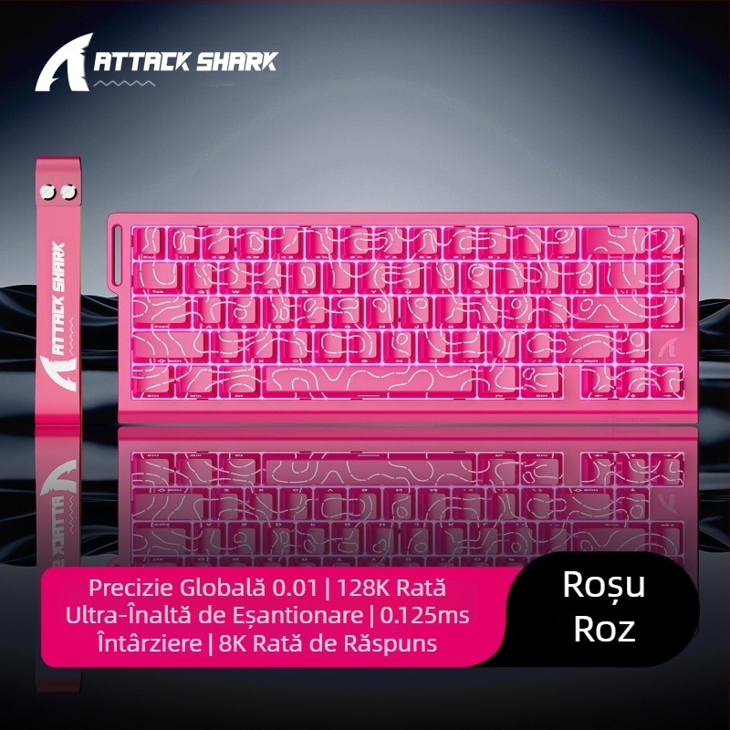 Tastatură mecanică Attack Shark X68HE cu ax magnetic, contur lateral sculptat, cu fir, RGB electric, competiție RT, gamă de taste reglabilă, delay redus