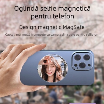 Oglindă autofotografică spate pentru telefon mobil cu absorbție magnetică MagSafe din aliaj de aluminiu, oglindă convexă HD pentru machiaj Vlog live