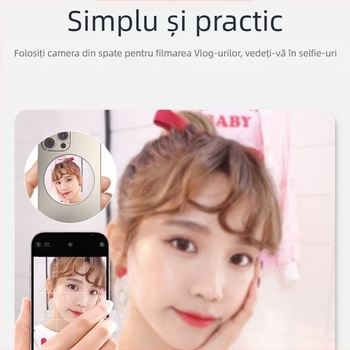 Oglindă autofotografică spate pentru telefon mobil cu absorbție magnetică MagSafe din aliaj de aluminiu, oglindă convexă HD pentru machiaj Vlog live